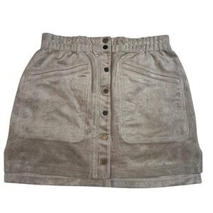 BCBGMAXAZRIA Faux Suede Mini Skirt Button Front Pockets Beige XXS Nwot‎ ($138)